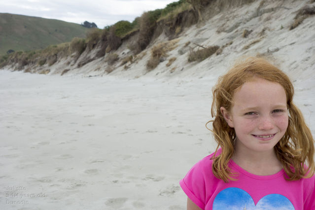 Juliette on the beach at Dunedin
