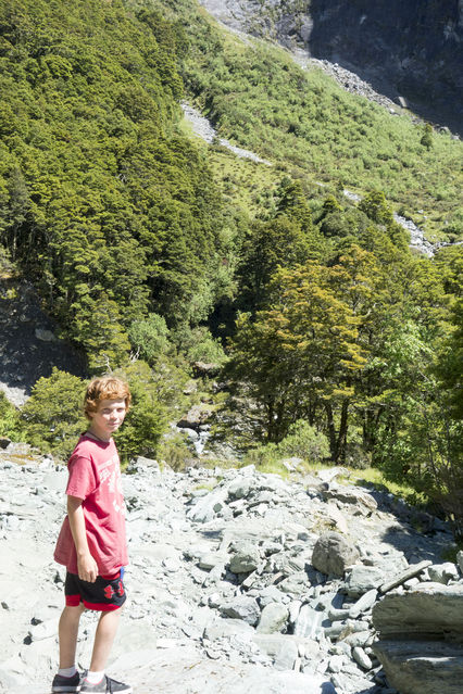 hiking up to Rob Roy Glacier
